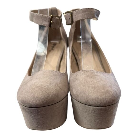 Qupid Nala Women's Closed Toe Platform Chunky Heel Suede Sandals 9 - Picture 4 of 7